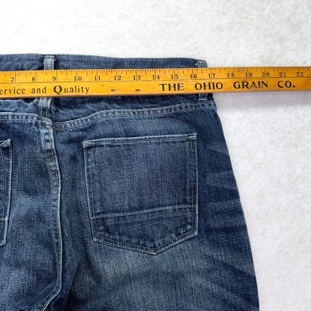 Banana Republic Heritage Straight Leg Jeans 34 Button Fly Fade Blue Denm